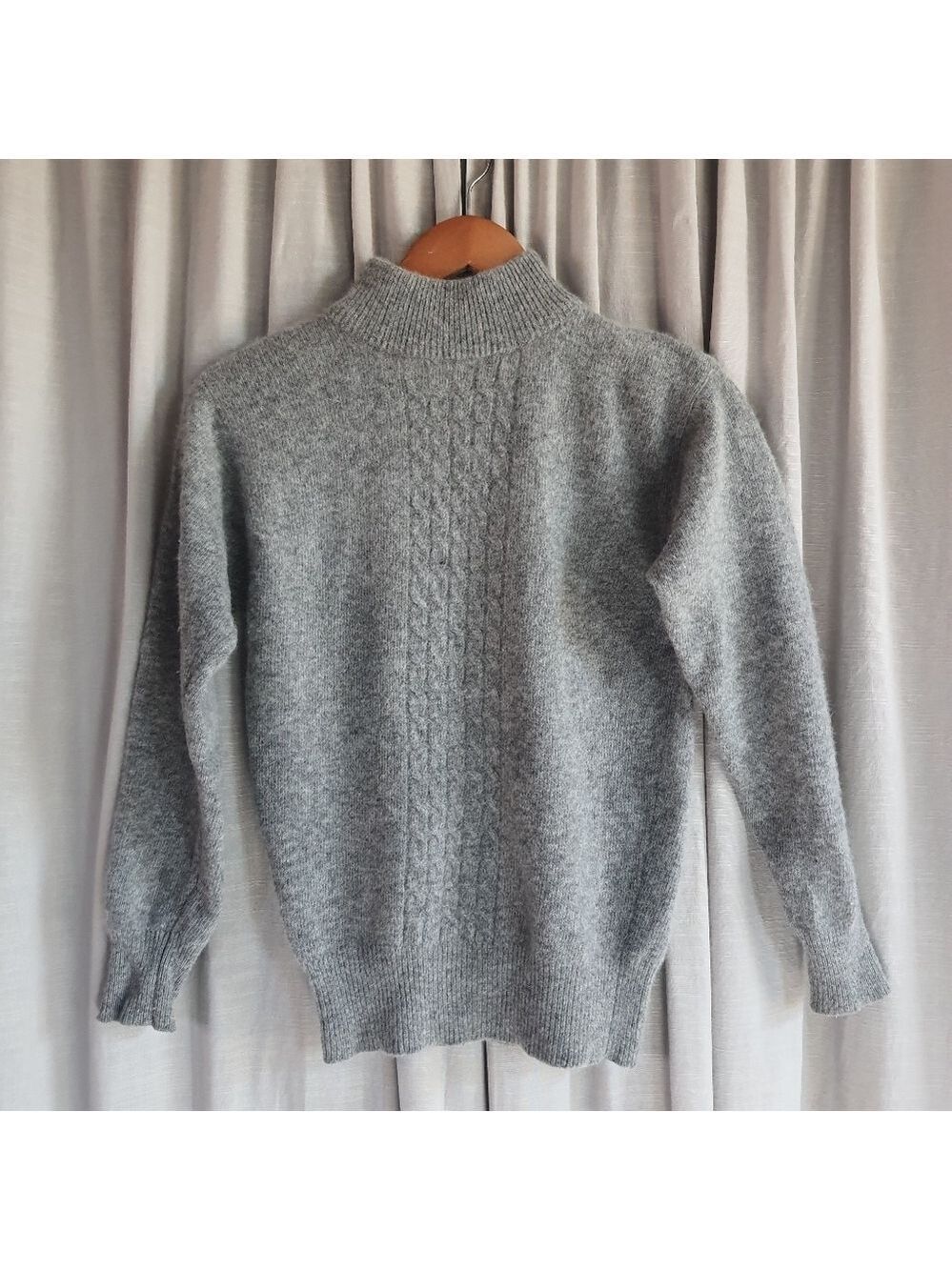 Richards & Jones Lambs Wool Angora Nylon Mock Neck Sweater Womens M Gray